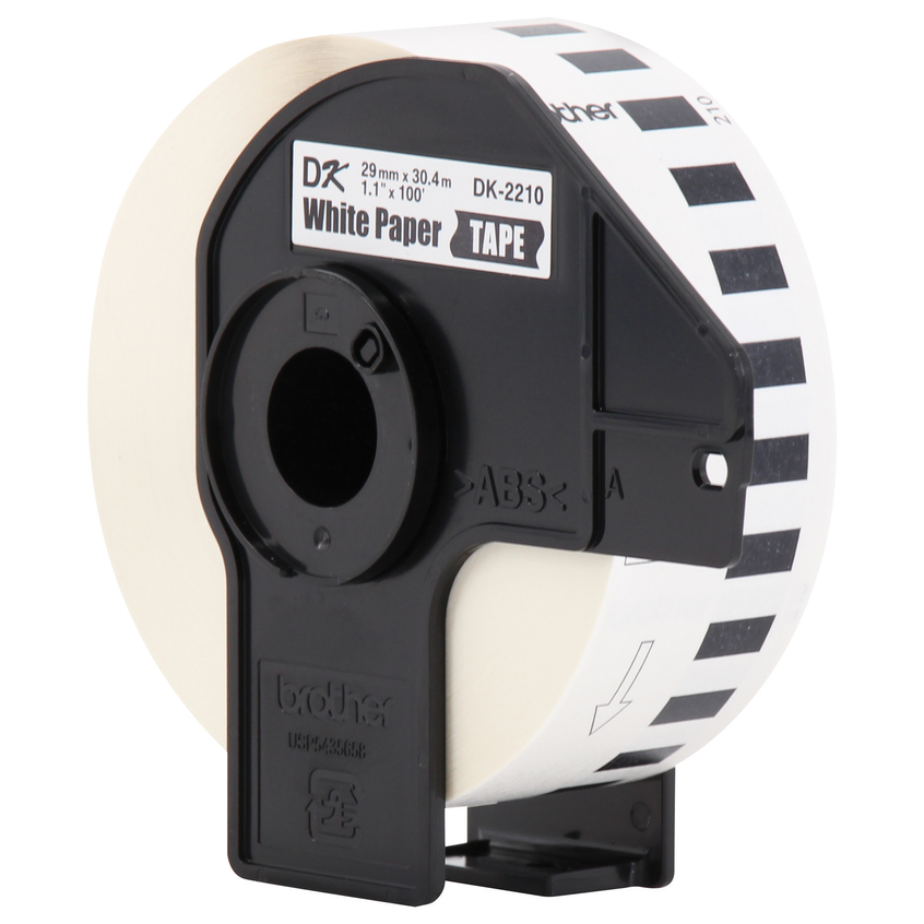 Rollo Cinta Brother DK2210 Negro sobre Blanco 29mm x 30.48mts