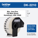 Rollo Cinta Brother DK2210 Negro sobre Blanco 29mm x 30.48mts