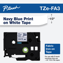 Etiquetas Brother para Rotuladora TZe-FA3 Azul sobre Blanco 12mm x 2.98mts
