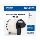 Rollo Cinta Brother DK2205 Negro sobre Blanco 62mm x 30.48mts