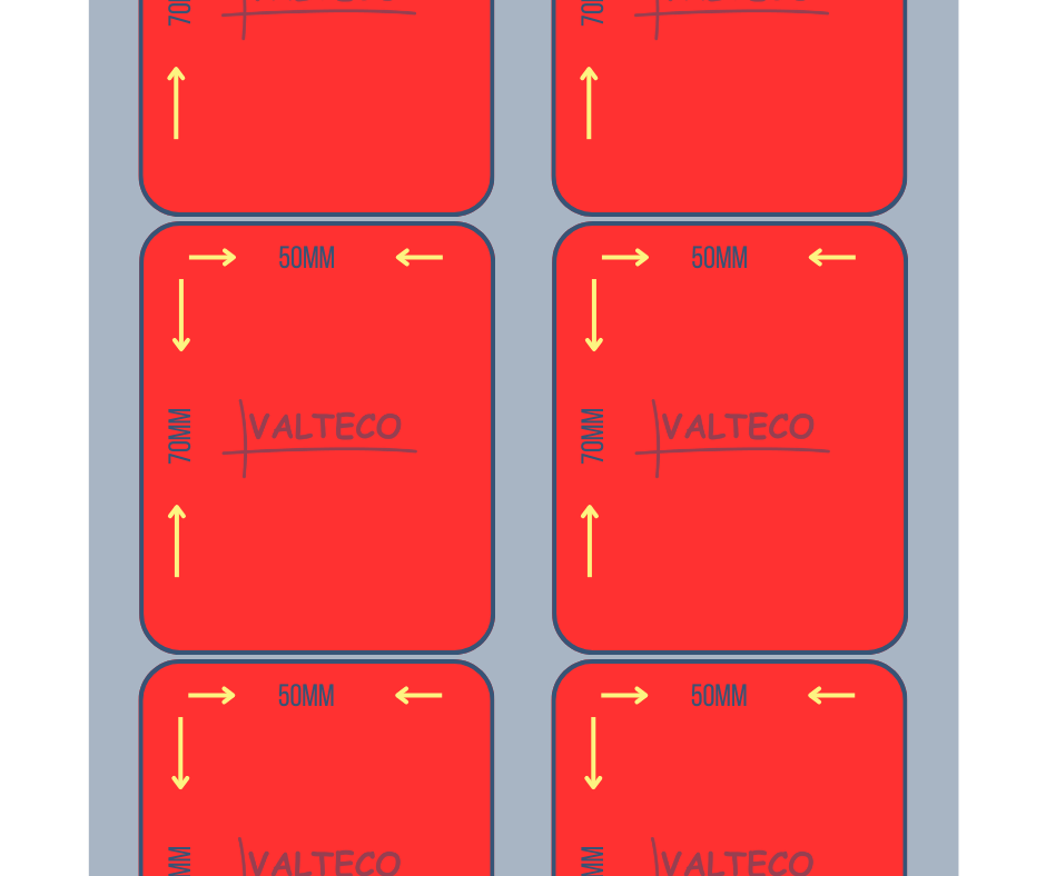 Rollo Etiquetas Autoadhesivas Roja PP 70x50 B1 S2 1600 et/r