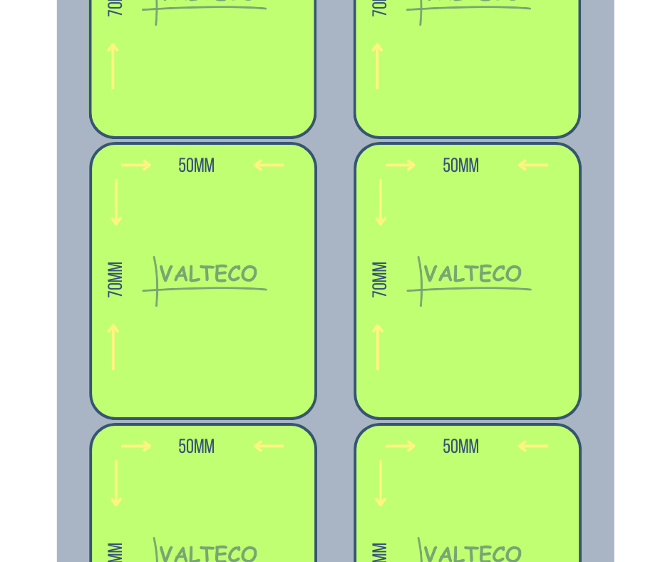 Rollo Etiquetas Autoadhesivas Verde PP 70x50 B1 S2 1600 et/r
